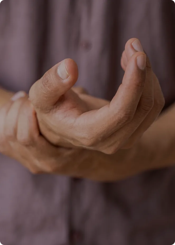 Close-up of a practitioner's hands cupped together